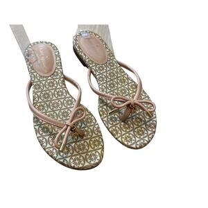 Kate Spade Mistic Bow Beige/White Thong Sandals, Size 8M